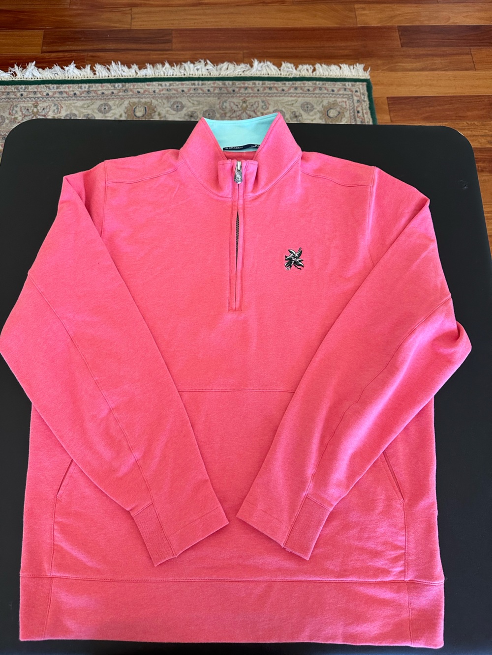 B.Draddy Quarter Zip Sweater Pullover Soft Casual Golf Pink Comfortable Mens XL